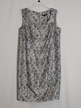 DANA KAY Gray Floral Sleeveless Sheath Dress w Soft Sheen; Size 14W